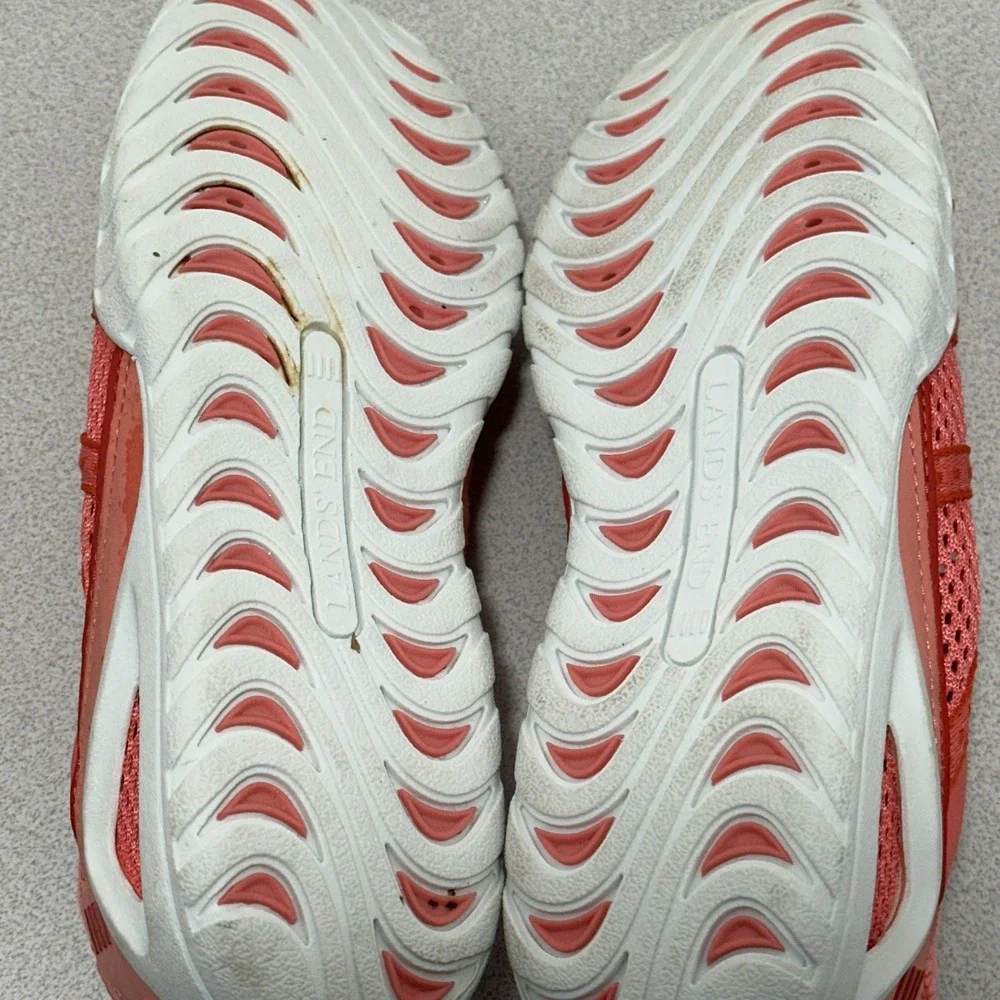 LANDS END Womens 7B Water Sport Mesh Slip-on Sneakers Pink Bungee‎ Drawstring